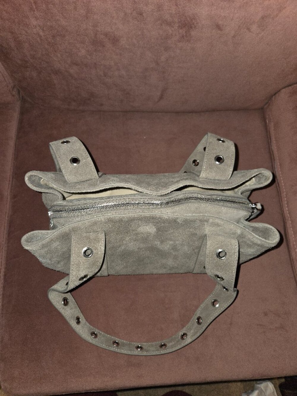 Gray Suede Shoulder Bag - Picture 4 of 7